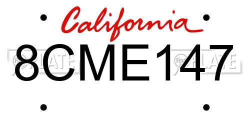 8CME147 California License Plate