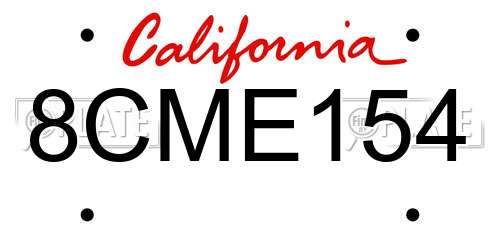 8CME154 California License Plate