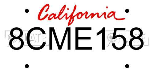 8CME158 California License Plate