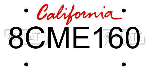 8CME160 California License Plate