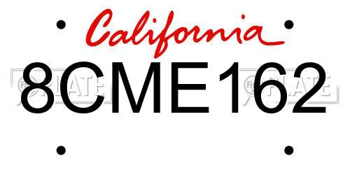 8CME162 California License Plate