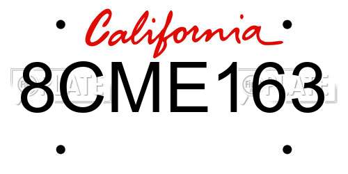 8CME163 California License Plate