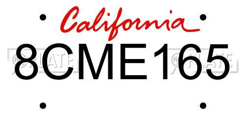 8CME165 California License Plate