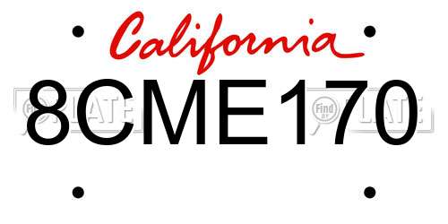 8CME170 California License Plate