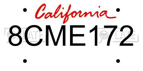 8CME172 California License Plate