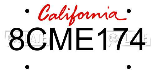 8CME174 California License Plate