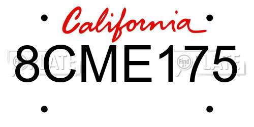 8CME175 California License Plate