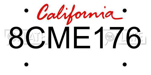 8CME176 California License Plate