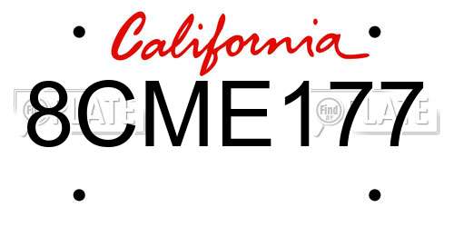 8CME177 California License Plate