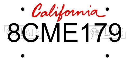 8CME179 California License Plate