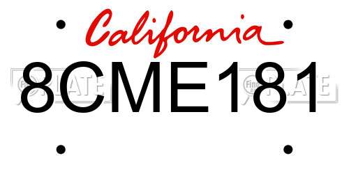 8CME181 California License Plate