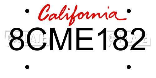 8CME182 California License Plate