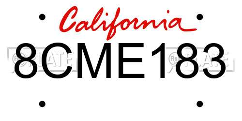 8CME183 California License Plate