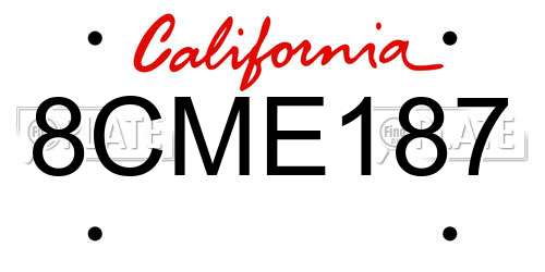 8CME187 California License Plate
