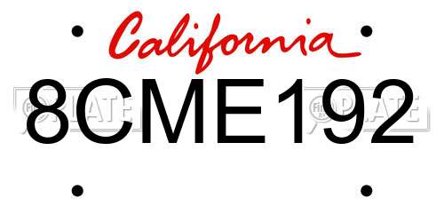 8CME192 California License Plate