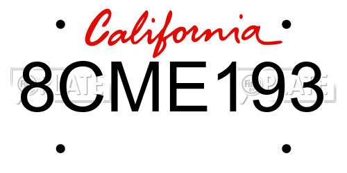 8CME193 California License Plate