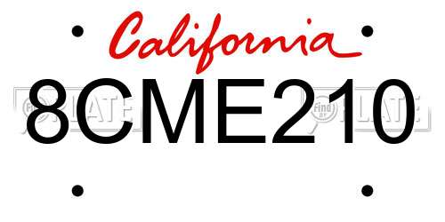 8CME210 California License Plate