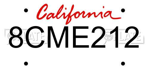 8CME212 California License Plate