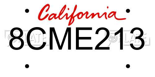 8CME213 California License Plate