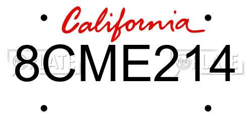 8CME214 California License Plate