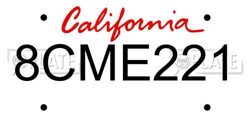 8CME221 California License Plate