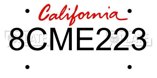 8CME223 California License Plate