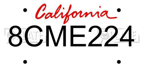 8CME224 California License Plate