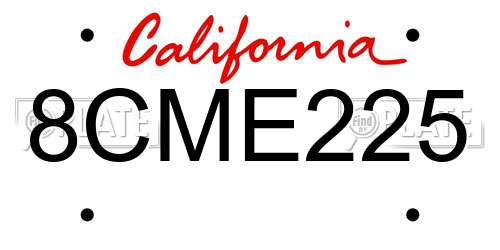 8CME225 California License Plate