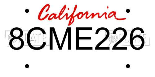 8CME226 California License Plate