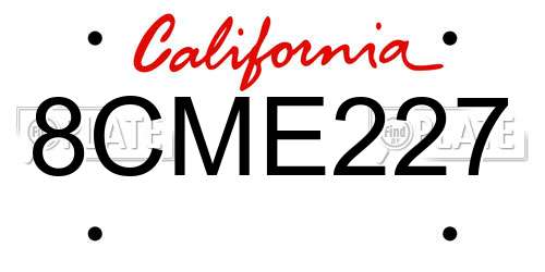 8CME227 California License Plate
