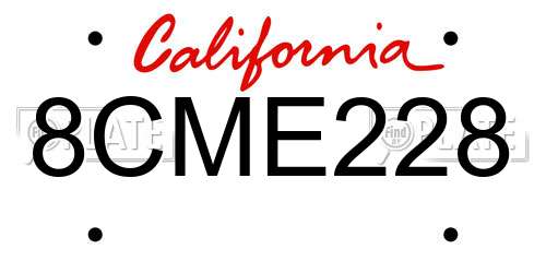 8CME228 California License Plate