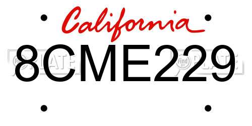 8CME229 California License Plate