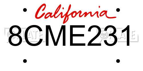 8CME231 California License Plate