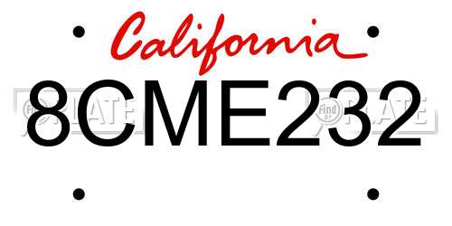 8CME232 California License Plate