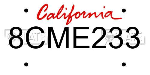 8CME233 California License Plate