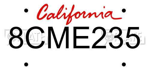 8CME235 California License Plate