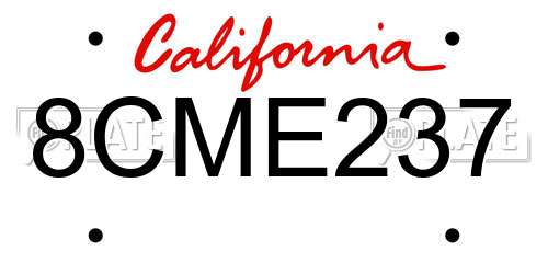 8CME237 California License Plate