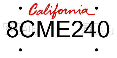 8CME240 California License Plate