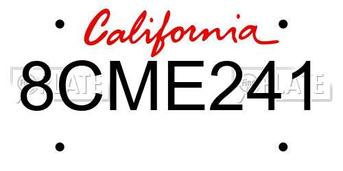 8CME241 California License Plate