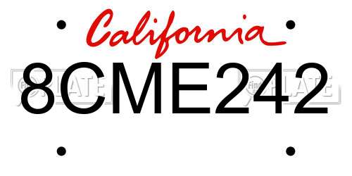 8CME242 California License Plate
