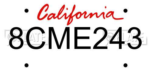8CME243 California License Plate