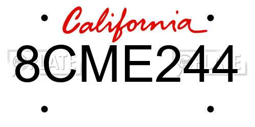8CME244 California License Plate