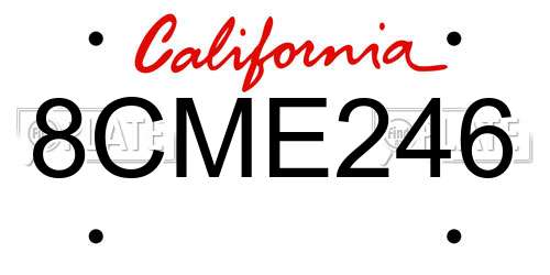 8CME246 California License Plate