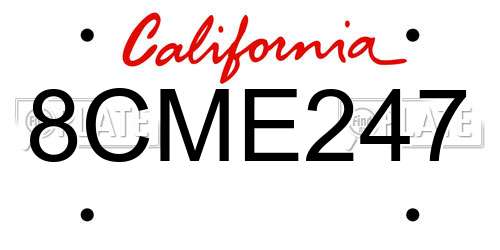 8CME247 California License Plate