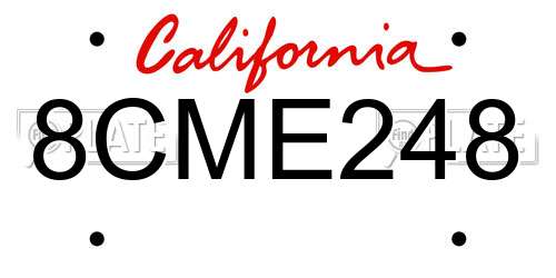 8CME248 California License Plate