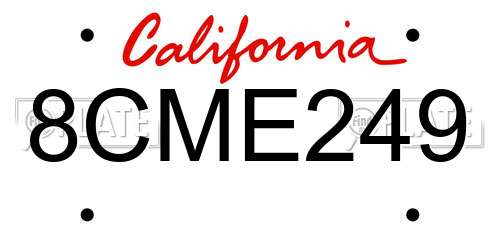 8CME249 California License Plate