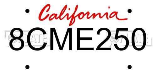 8CME250 California License Plate