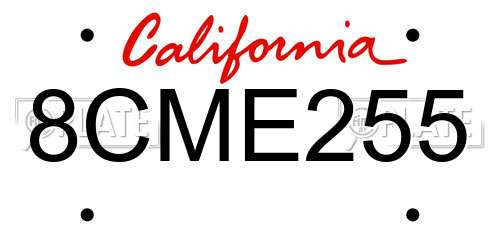 8CME255 California License Plate