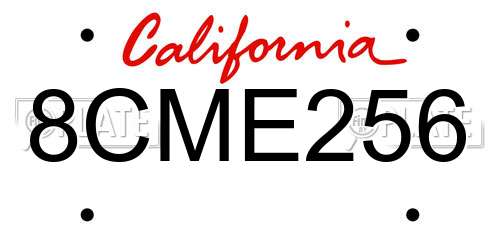 8CME256 California License Plate