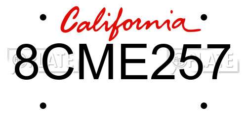 8CME257 California License Plate